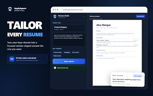ApplyAgents :: AI-assisted job autofill with verification, resume support, and no automatic submission.