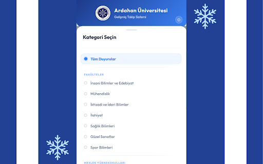 ARÜ Duyuru ve Menü :: Ardahan Üniversitesi (ARÜ) güncel duyurularını ve yemek menüsünü takip eder.