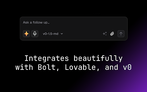 Vibesuite: Add-ons for Lovable.dev, Bolt.new, v0.app, and Figma Make :: Get notifications, use voice input, see remaining credits in chat, and boost productivity across Lovable, Bolt, v0, and Figma Make.