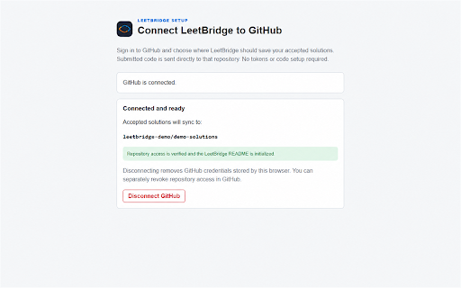 LeetBridge - LeetCode to GitHub Sync :: Automatically sync accepted LeetCode solutions to a polished GitHub repository you choose.
