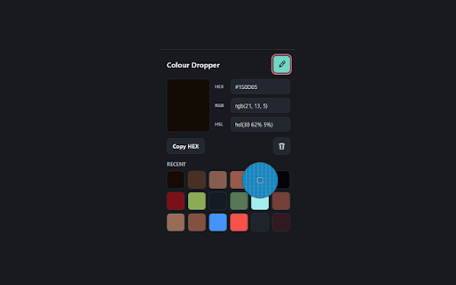 Local Colour Dropper :: A small local colour picker that uses Chrome's built-in eyedropper and stores recent picks locally.