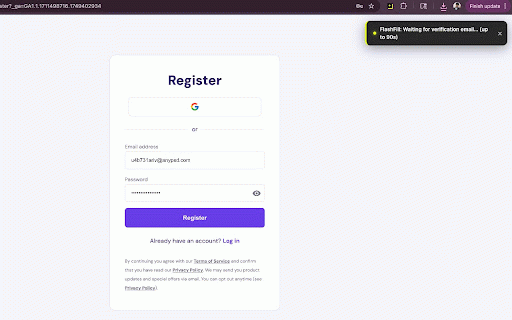 FlashFill :: Zero-click burner identity and OTP automation for signup forms.