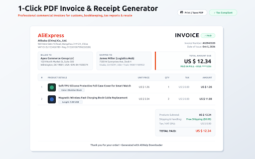 AliHelp – AliExpress & Alibaba Image & Video Downloader :: Download AliExpress & Alibaba product images, videos and review photos, and create order invoices in one click. Free.