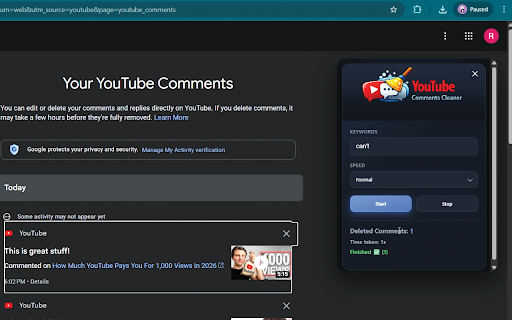 YouTube Comments Cleaner :: Clean your YouTube comment history