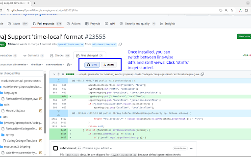 Striffs for GitHub :: Adds an architectural diff tab to GitHub pull requests.