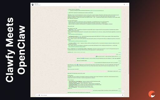 Clawfy :: Your browsing talking to your OpenClaw agent. It sees what you're working on, suggests tools, and saves pages to agent memory.