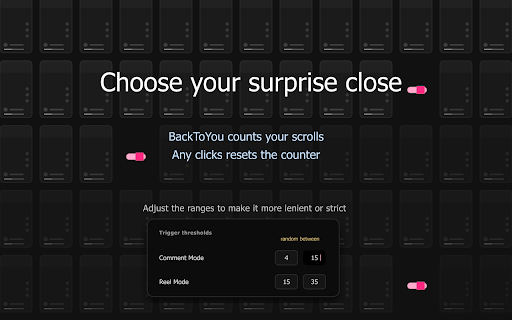 BackToYou :: A gentle interruption that gives you your choice back when endless scrolling takes over.