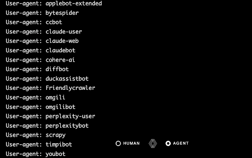 Classify: Agent View for Web :: Toggle between human and AI agent perspectives. See what AI sees—structured data, APIs, and context signals.