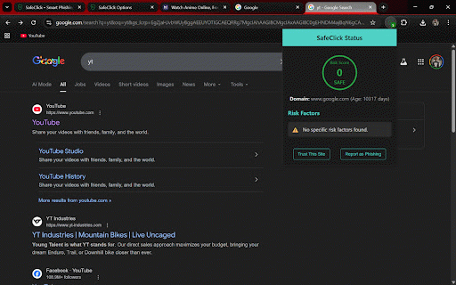 SafeClick - Fake Website Detector :: Detects phishing and suspicious websites using ML backend.