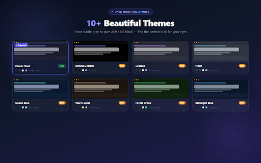 Dark Mode for Chrome :: One-click dark mode for any website. Reduce eye strain with beautiful dark themes. Adjust brightness per site.