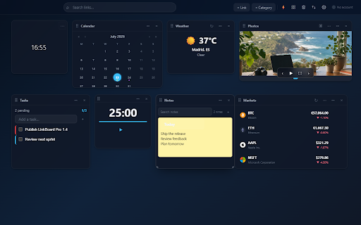 LinkBoard Pro - Bookmark Dashboard & New Tab :: Visual bookmark dashboard with categories, sync, quick access, customizable layouts, and interactive new-tab widgets.