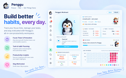 Penggu — Kanban Board, Notes, Pomodoro Timer & Web Clipper :: Penggu — Your personal workspace companion, living right in your browser. Kanban boards, web clipper, notes & focus timer.