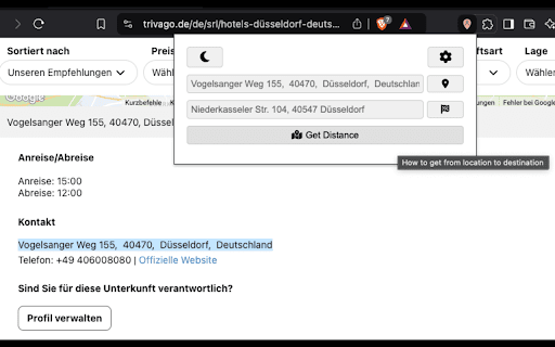 How Far :: Calculates distances from selected locations to a default target location, like a workplace or nearby restaurant.