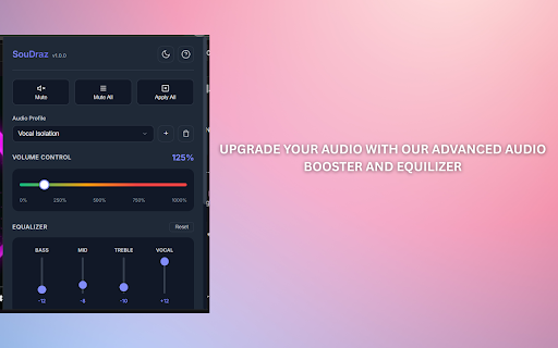 SouDraz by Qylit :: Advanced local audio volume control with boosting up to 1000%, EQ, and per-site memory
