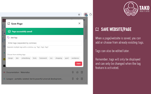TAKO - Read it later :: TAKO is the successor to 'Pocket Item Viewer' (formerly for Pocket.com) and saves interesting pages to read later.