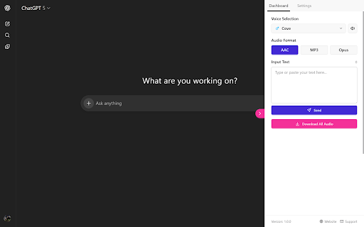 ChatGPT TTS | Text-to-Speech Generator & Audio Downloader :: Text-to-Speech generator and audio downloader for ChatGPT.