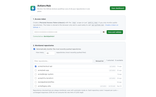 Actions Hub — GitHub Actions Dashboard :: All your GitHub Actions workflow runs in one dashboard: filters, favorites, search and build-failure notifications.