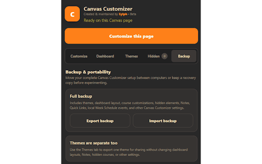 Canvas Customizer :: Customize Canvas with themes, movable dashboards, smarter To-Do, widgets, backups, and more. Created by Sylph. Beta software.