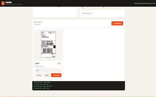 SnipShip – Shipping Label Cropper :: Crop mixed courier label PDFs into clean 4×6 printer-ready labels. All processing happens on your device — no uploads.