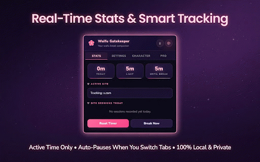 Waifu Gatekeeper :: Break doomscrolling habits with cute anime character overlays and timed breaks.