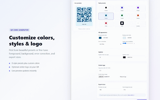 QR Code Generator :: Generate QR codes for the current page, selection, or links. Right-click any page to create a QR code instantly.