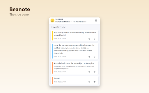 Beanote :: Highlight text, add comments and sticky notes on any web page. Works offline, data stays on your device.