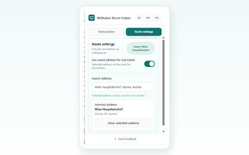 Willhaben Route Helper :: Zeigt Route, Entfernung und Fahrzeit zu Immobilienadressen auf willhaben.at