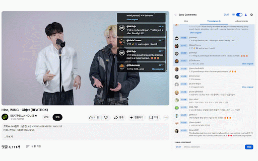 YouTube Sync Comments :: Display YouTube comments with timestamps synced to playback. Premium: unlimited collection, filters, skins, native translation.