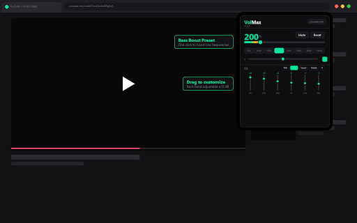 VolMax - Volume Booster & EQ :: Boost volume up to 1000%, 6-band EQ, balance, night mode, per-tab memory, and hotkeys.