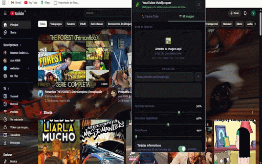 YouTube Wallpaper — VA :: Personaliza YouTube con fondos de animales chilenos en peligro de extinción o sube tu propia imagen.