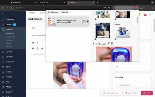YouCopy :: Copy Descriptions and Image Products from Shopify and YouCan, save them or insert them to YouCan Editor.