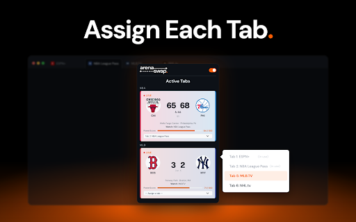 ArenaSwap — Auto-Switch Live NFL, NBA, MarchMadness & MLB Games :: Watches every live game across 31 leagues and auto-switches your browser tab to the most exciting one, as fast as every 6 seconds.