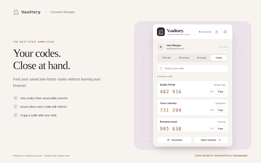 Vaultory Password Manager :: Browse, fill, and save personal or shared secrets securely with Vaultory.
