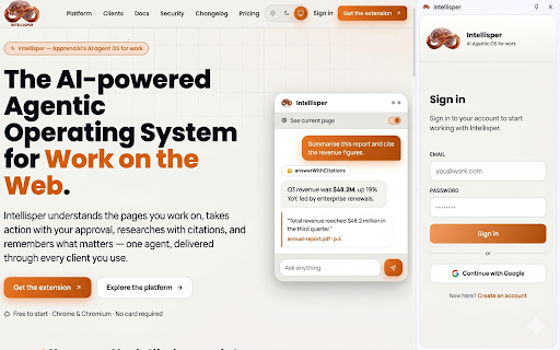 Intellisper: Agentic OS for Work on the Web :: Your Agentic OS for Work on the Web. Powerful AI companion in browser. Summarize pages, Extract data, Automate and schedule actions.