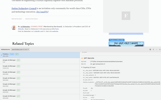 AdStackLens - Ad Tech Stack Inspector :: Inspect any site's ad tech stack — ad networks, header bidding, ad server slots, SDK data, and iframe hierarchies. For ad ops.