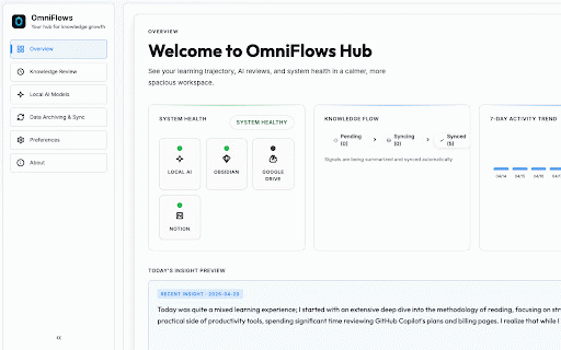 OmniFlows: Web Highlighter, Tags, Notes & AI Review :: A frictionless tool to internalize web research with local AI review and seamless sync to Notion, Obsidian, and Google Drive.