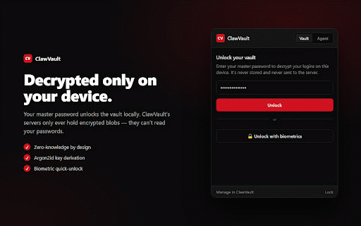 ClawVault — Autofill :: Autofill your ClawVault logins and save account statements to your vault — zero-knowledge, decrypted on your device.