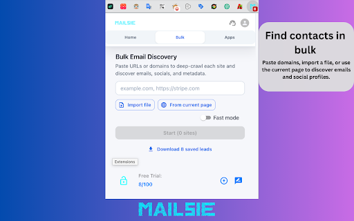 Mailsie – Automatic Email & Social Media Extractor :: Automatically extract emails and social media profiles from most websites while you browse