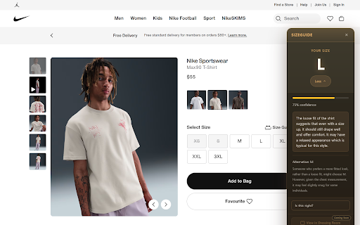 SizeGuide - AI Size Recommendations :: AI-powered clothing size recommendations on any shopping website