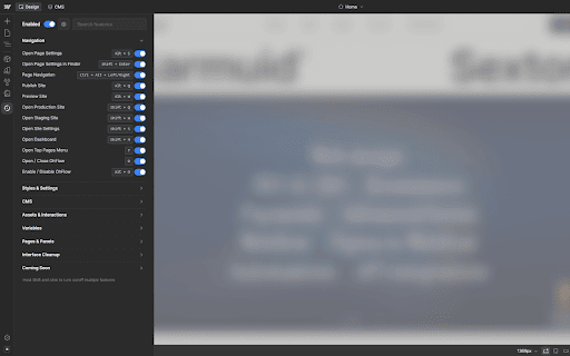 OhFlow: Webflow Shortcuts & Tools :: Adds workflow shortcuts, CMS tools, publishing helpers, and interface cleanup for Webflow.