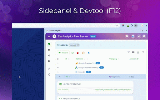 Zen Analytics Pixel Tracker :: Debug 20+ analytics(Google Tag Manager dataLayer, Google analytics, FB, TW, TT+). Inspect events, capture sessions & export