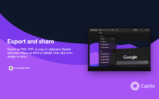 Captio :: Capture page elements and compose stunning visuals with backgrounds, text, 3D transforms, templates, and high-quality export.