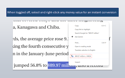 Currency Converter — In-Page & Right-Click :: Convert money to your currency automatically on any page. USD to INR, EUR to USD, GBP to EUR + 160 currencies. Auto or right-click.