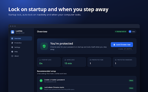 LockTab — Password Lock for Your Browser :: Password-protect your Chrome profile, windows and tabs. Lock on startup or auto-lock when idle. Private, local, no accounts.