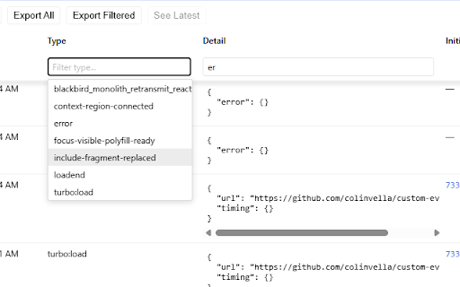 CustomEvent Catcher :: Captures CustomEvent dispatches on pages and logs details.
