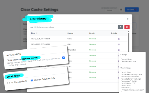 Clear Cache Chrome :: ⚡️Instantly remove browser cache, clear history, downloads and cookies with one click.🛡️ Faster browsing, enhanced privacy.