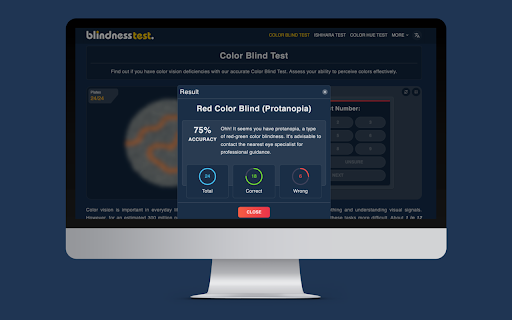 Color Blind Test - Fast & Accurate by BlindnessTest :: Quick and accurate color blindness test using Ishihara plates. Identifies deficiencies, works offline, and collects no data.