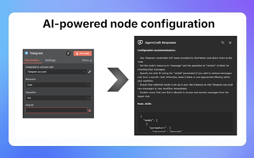 AgentCraft - n8n AI Workflow Builder :: AI for n8n: AgentCraft Copilot | Debug, Generate & Fix Workflows 10x Faster
Debug n8n workflows, generate JavaScript code, and fix…
