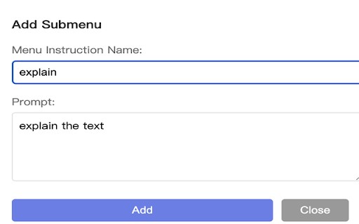 MyMenu AI :: Select text, right-click, and instantly ask AI. Save your favorite prompts as shortcuts for a faster, seamless browsing workflow.