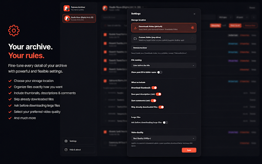 Patreon Archiver :: Downloads text, images, videos, and attachments in an organized, structured format.